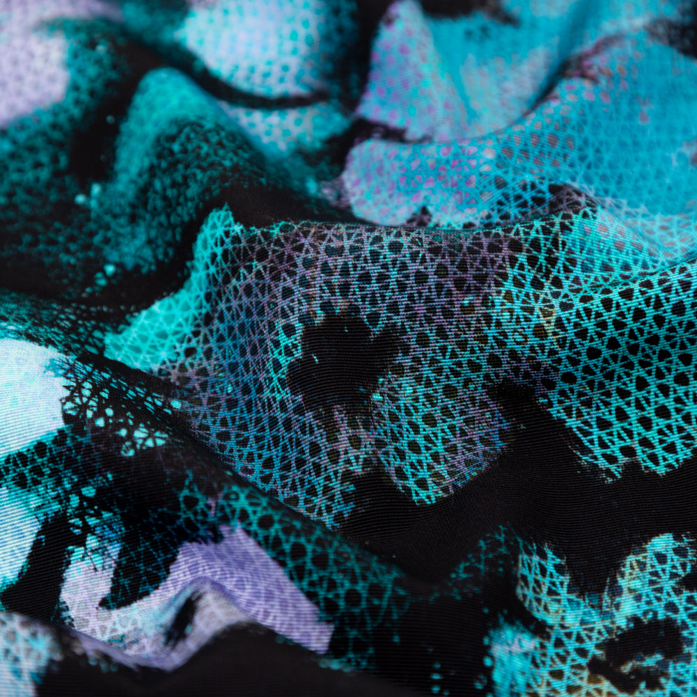 Milly Aqua and Jade Abstract Floral Cotton Faille Detail Milly Aqua and Jade Abstract Floral Cotton Faille Detail