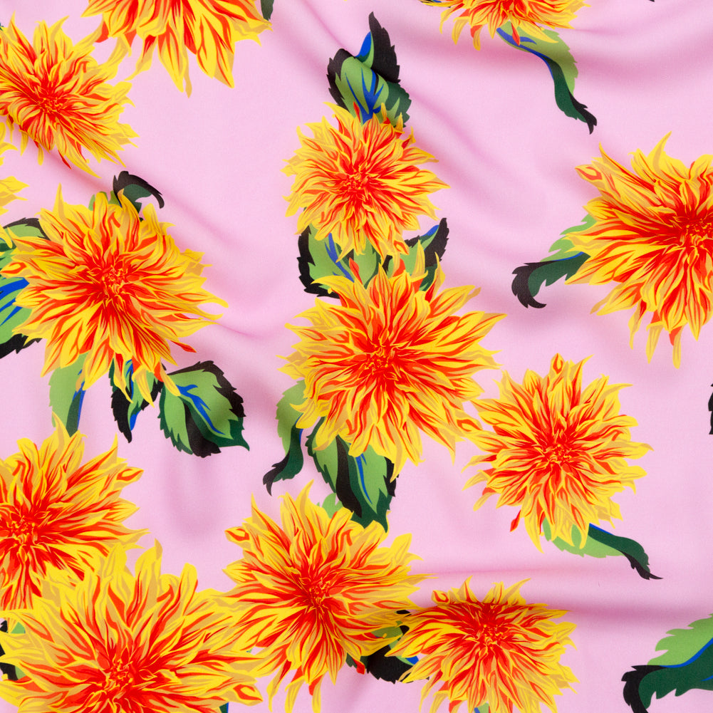 Carolina Herrera Orchid Silk Georgette with Printed Dahlias Carolina Herrera Orchid Silk Georgette with Printed Dahlias