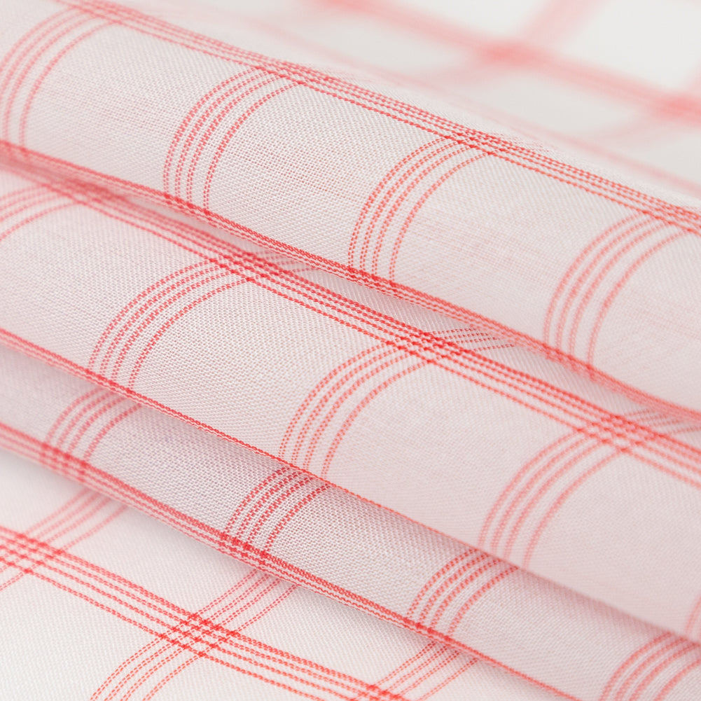 Dusty Tomato and White Checkered Silk Chiffon Folded Dusty Tomato and White Checkered Silk Chiffon Folded
