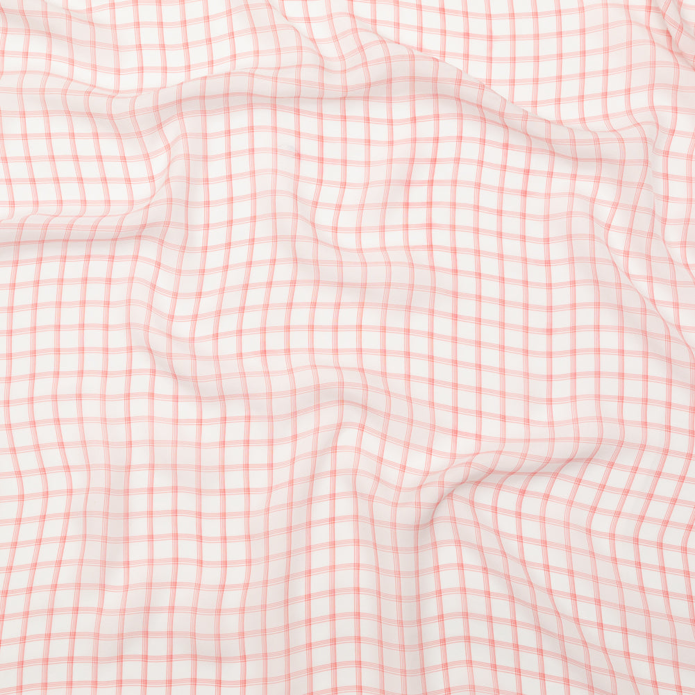 Dusty Tomato and White Checkered Silk Chiffon Dusty Tomato and White Checkered Silk Chiffon
