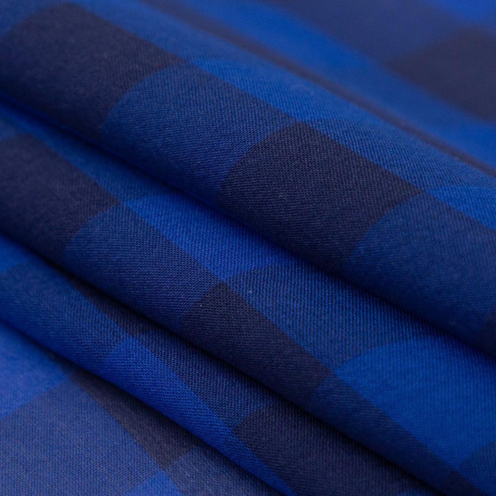 Blue Depths Gingham Silk Chiffon Folded Blue Depths Gingham Silk Chiffon Folded