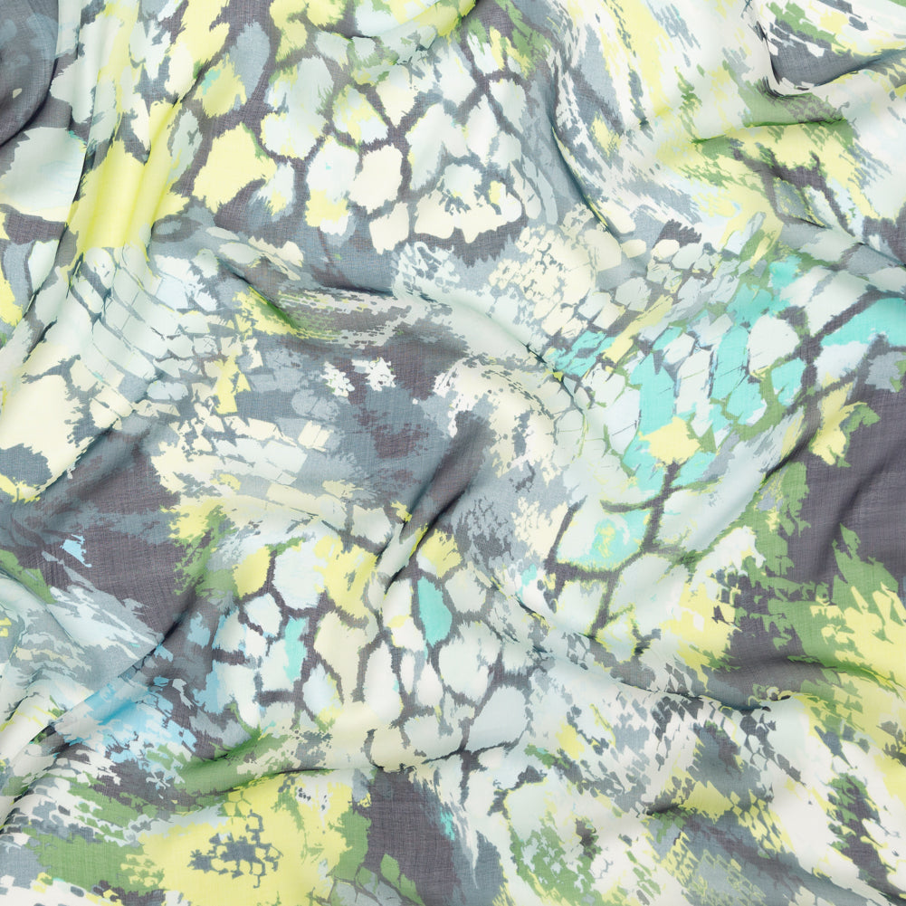 Green and Blue Reptilian Silk Chiffon Green and Blue Reptilian Silk Chiffon