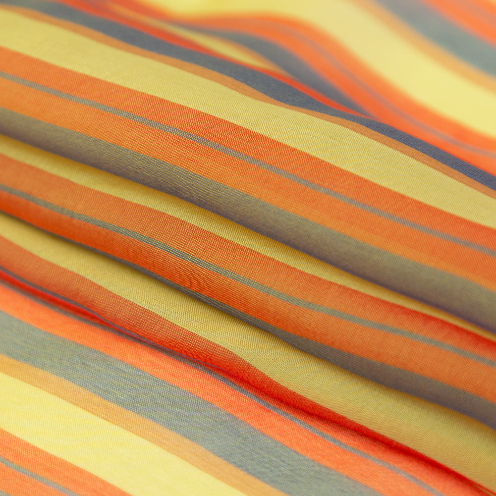 Orange, Yellow and Slate Striped Silk Chiffon Folded Orange, Yellow and Slate Striped Silk Chiffon Folded
