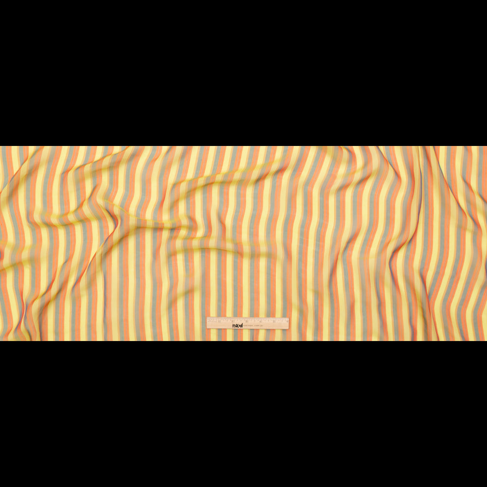 Orange, Yellow and Slate Striped Silk Chiffon Full Orange, Yellow and Slate Striped Silk Chiffon Full