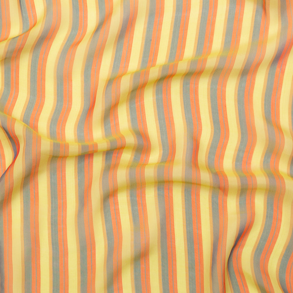 Orange, Yellow and Slate Striped Silk Chiffon Orange, Yellow and Slate Striped Silk Chiffon