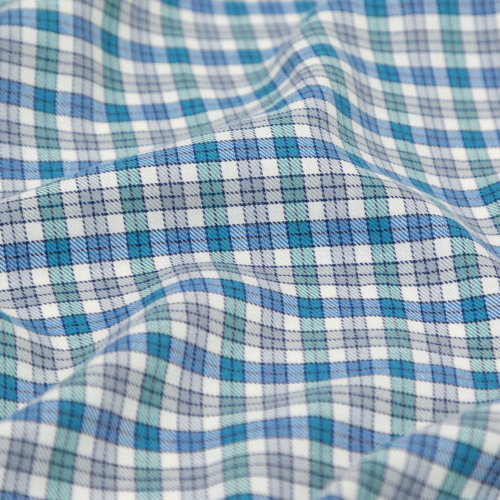 Bijou Blue, Gray Violet and Wasabi Plaid Cotton Twill Detail Bijou Blue, Gray Violet and Wasabi Plaid Cotton Twill Detail