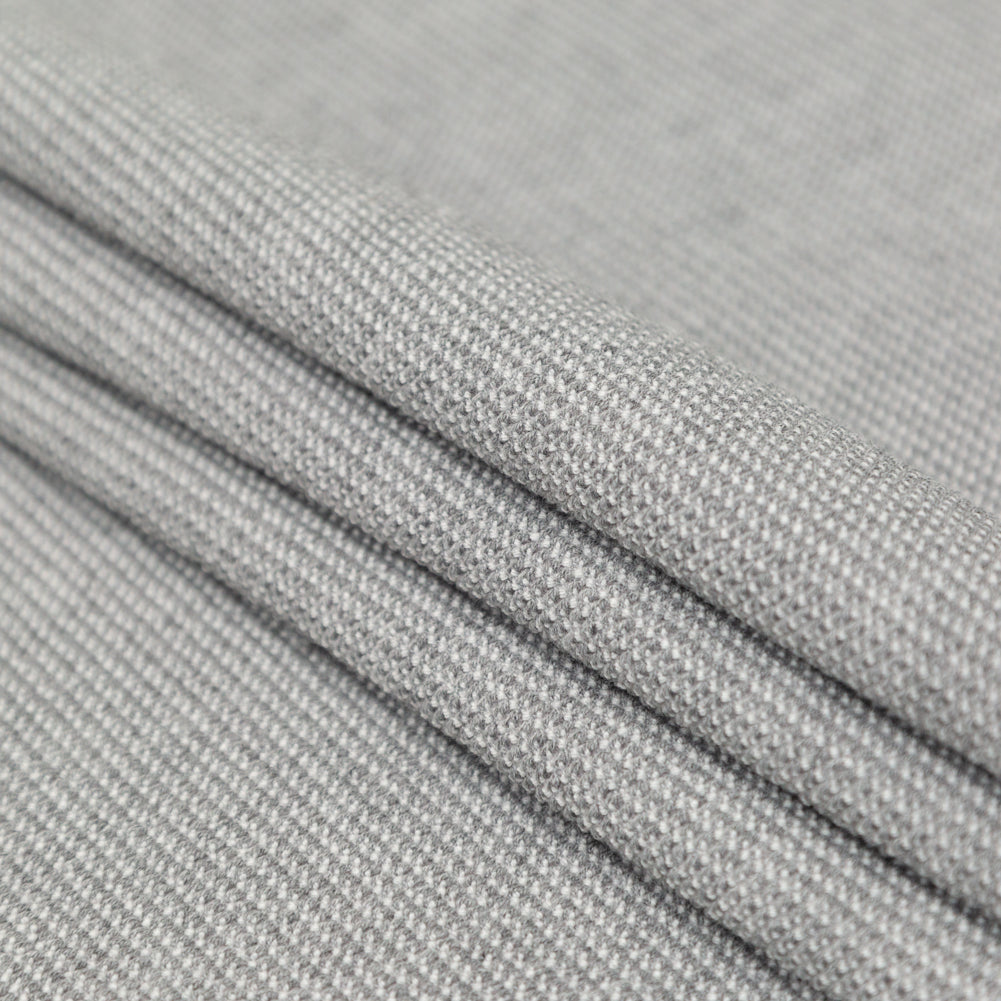 Italian Silver Ash Stretch Polyester Tweed Folded Italian Silver Ash Stretch Polyester Tweed Folded
