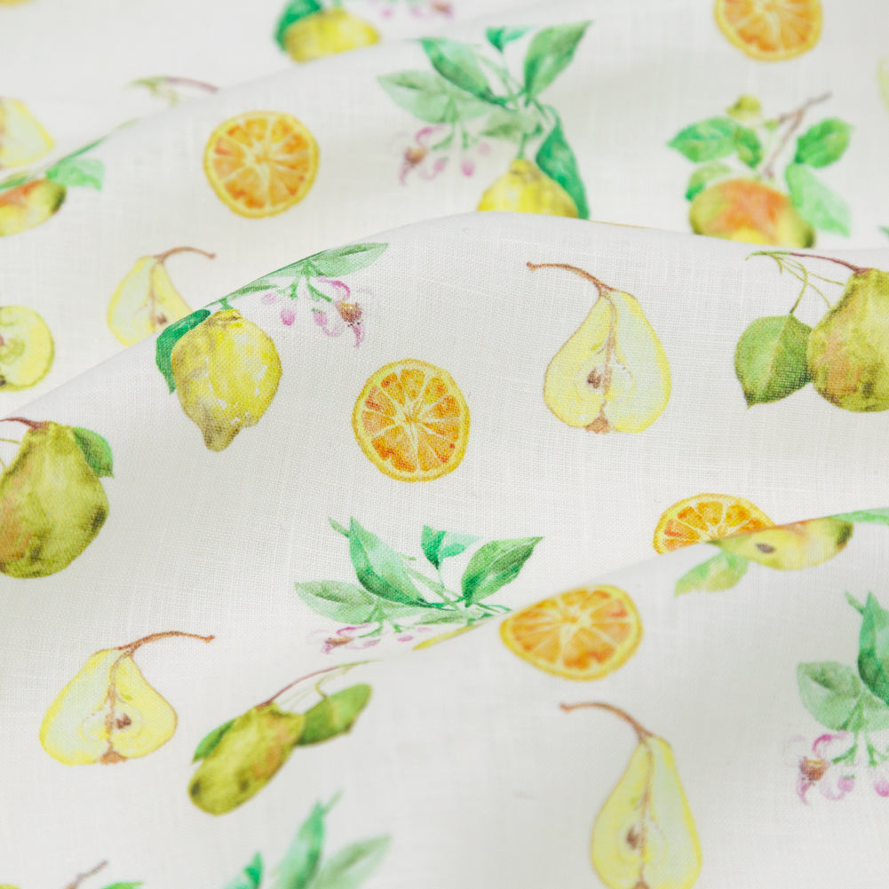 Pears, Oranges and Lemons Printed Linen Woven Detail Pears, Oranges and Lemons Printed Linen Woven Detail