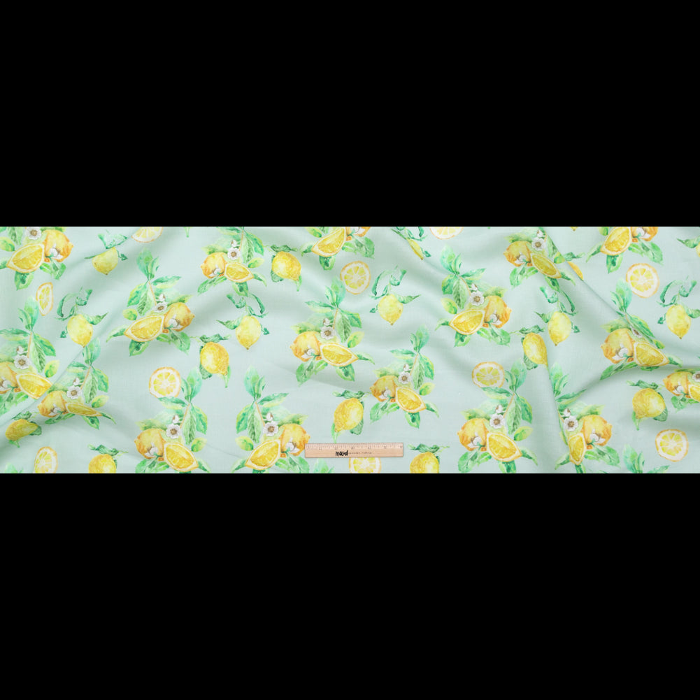 Lemons on Celadon Printed Linen Woven Full Lemons on Celadon Printed Linen Woven Full