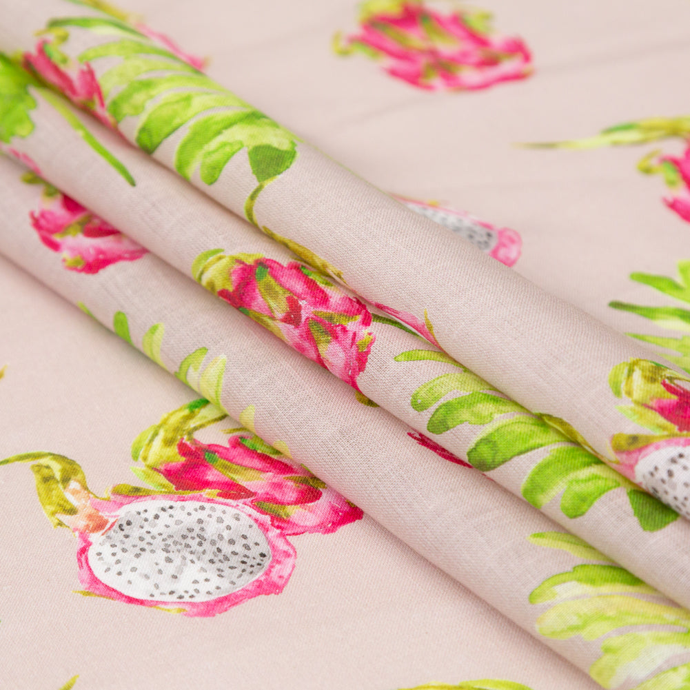 Dragon Fruit on Mauve Printed Linen Woven Folded Dragon Fruit on Mauve Printed Linen Woven Folded