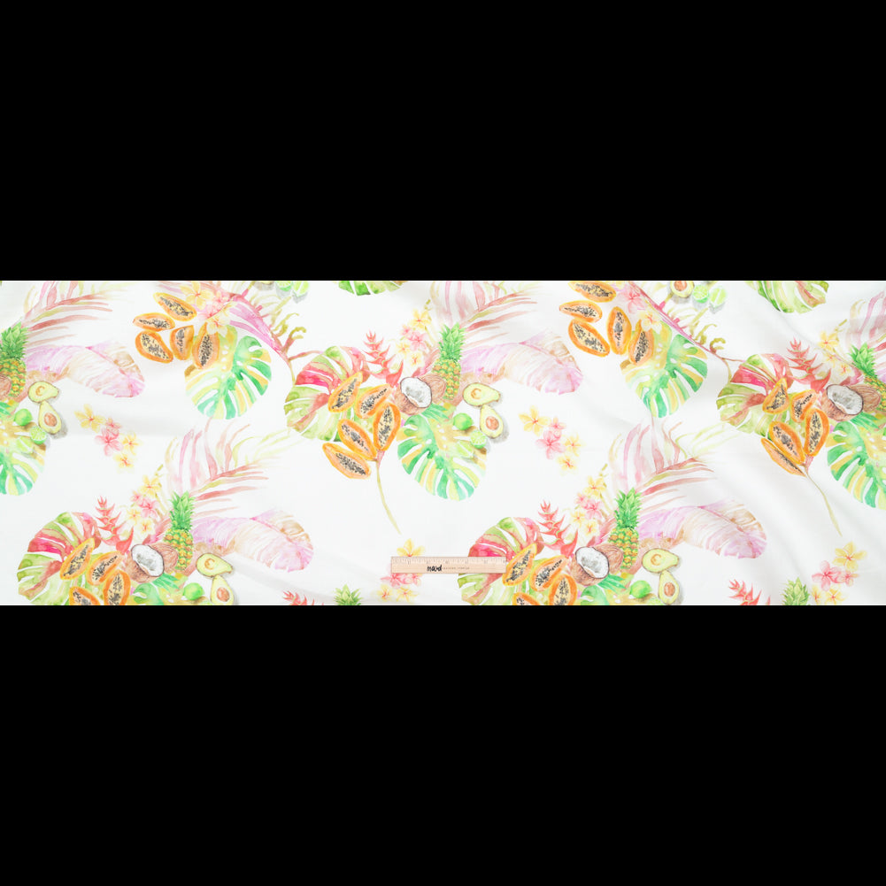 Avocado, Pineapples, Papaya and Coconuts Printed Ivory Linen Woven Full Avocado, Pineapples, Papaya and Coconuts Printed Ivory Linen Woven Full