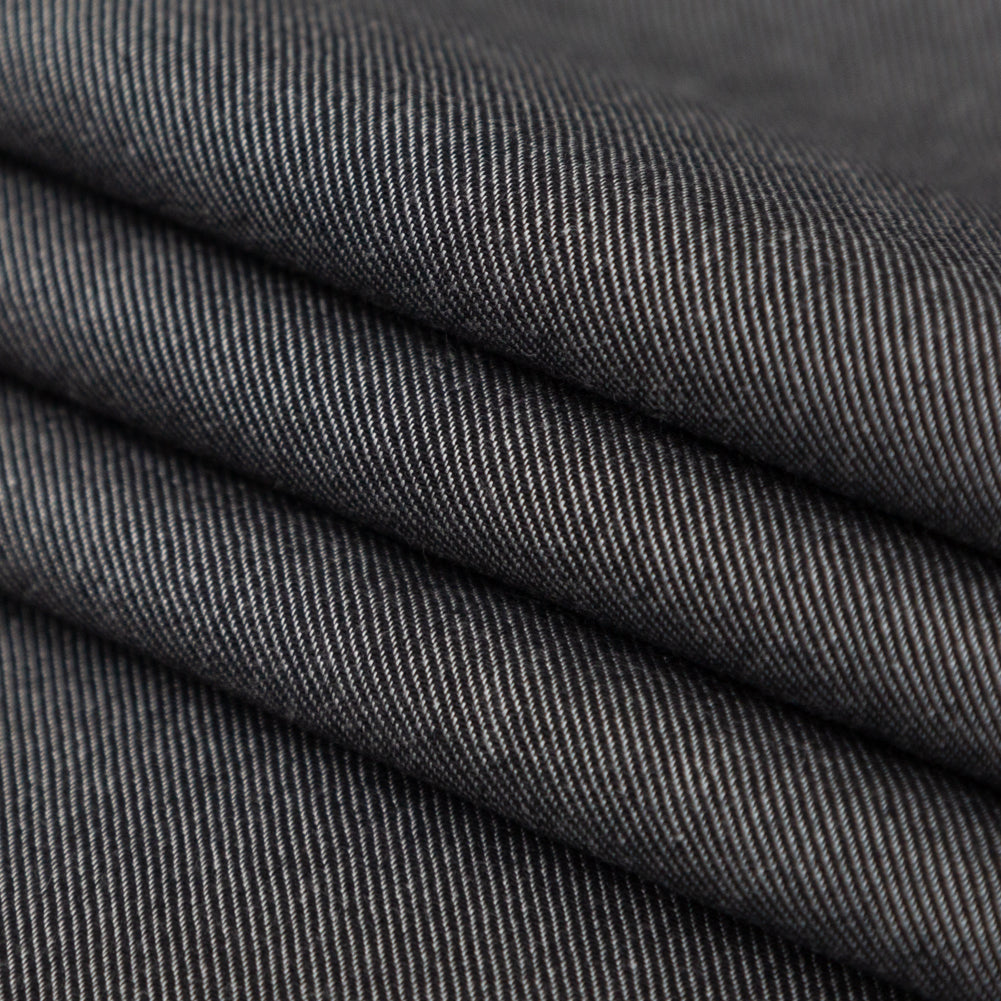 Italian Black Stretch Chambray Folded Italian Black Stretch Chambray Folded