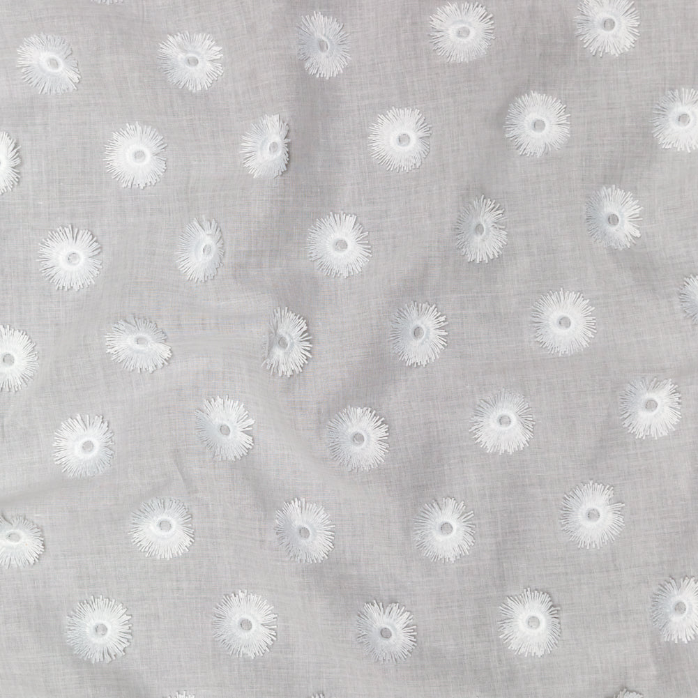 Off-White 3D Sunflower Embroidered Cotton Voile Off-White 3D Sunflower Embroidered Cotton Voile