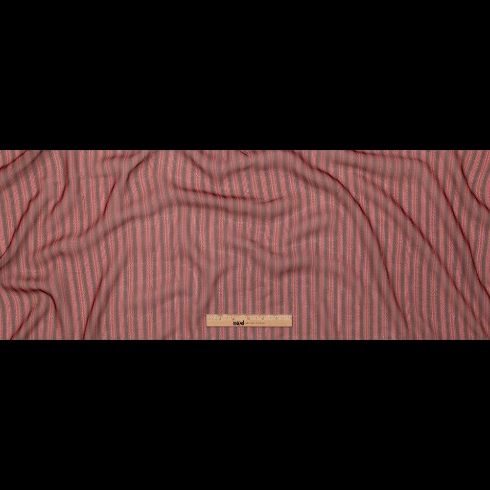 Famous NYC Designer Red and Pink Striped Silk Chiffon Full Famous NYC Designer Red and Pink Striped Silk Chiffon Full