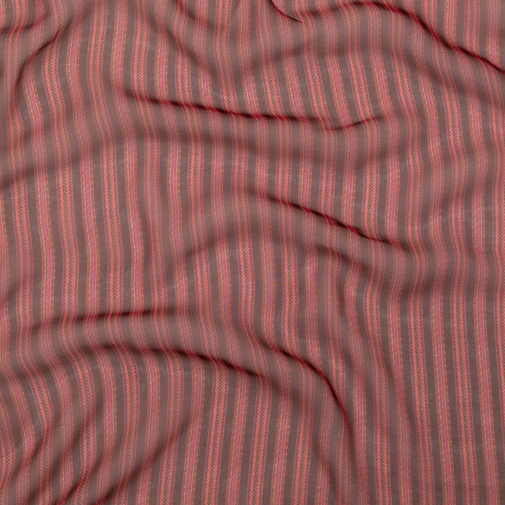 Famous NYC Designer Red and Pink Striped Silk Chiffon Famous NYC Designer Red and Pink Striped Silk Chiffon