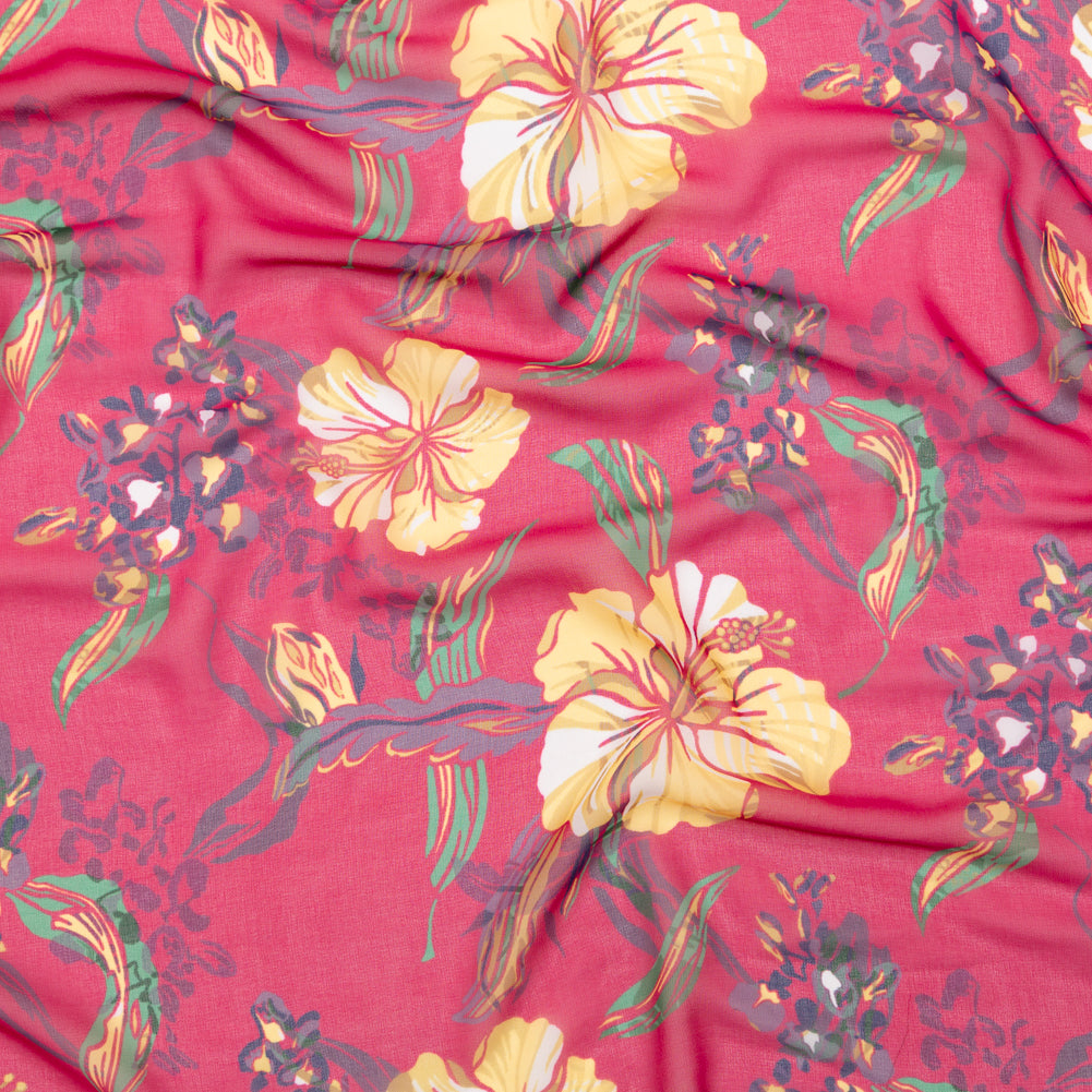 Italian Deep Magenta Floral Polyester Georgette Italian Deep Magenta Floral Polyester Georgette
