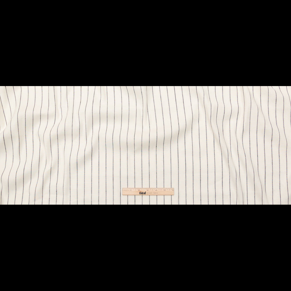 Stretch Linen - Metallic Silver and Black Stripes on White - Lindasol Collection Folded Stretch Linen - Metallic Silver and Black Stripes on White - Lindasol Collection Folded