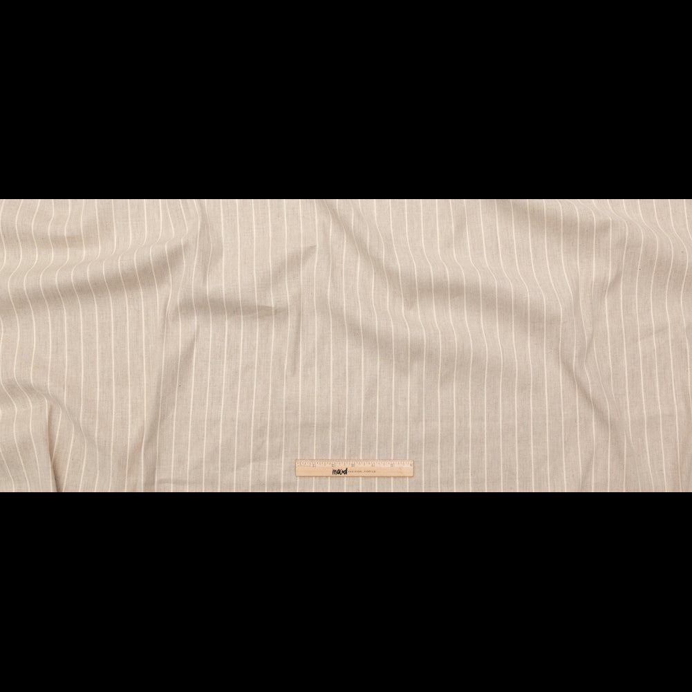 Lindasol Metallic Gold and White on Oatmeal Striped Stretch Linen Full Lindasol Metallic Gold and White on Oatmeal Striped Stretch Linen Full