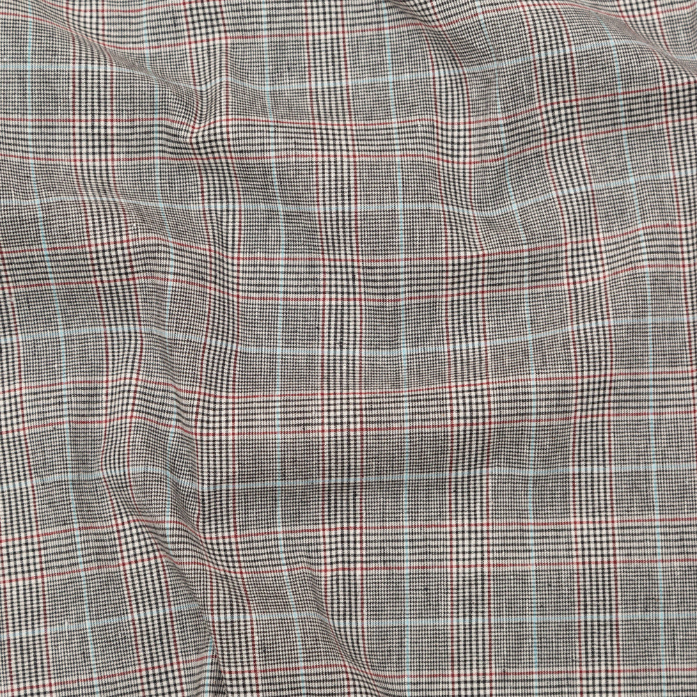 Mirador Gray and Port Royale Plaid Stretch Linen Woven Mirador Gray and Port Royale Plaid Stretch Linen Woven