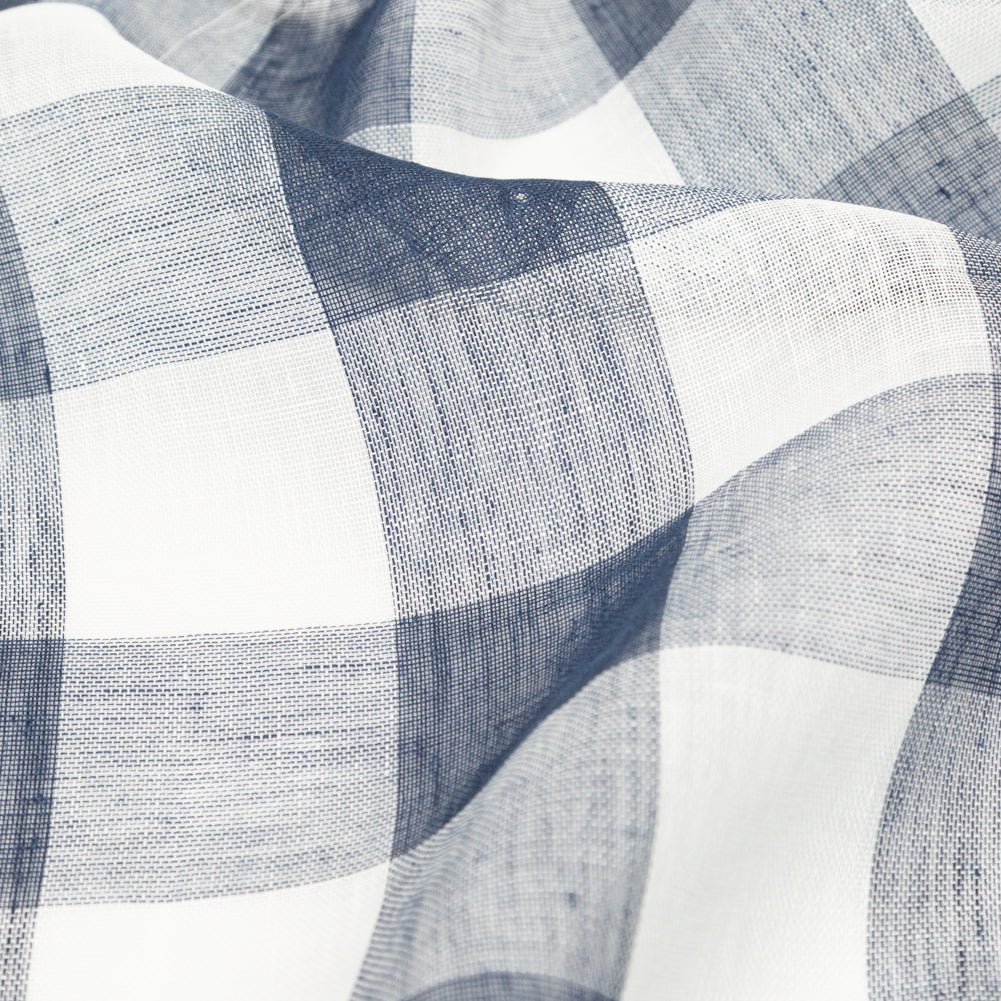 Monte Pergola Indigo Buffalo Check Linen Scrim Full Monte Pergola Indigo Buffalo Check Linen Scrim Full