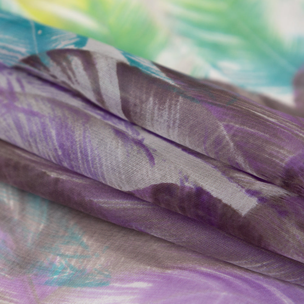Spiced Plum and Stone Green Feathers Silk Chiffon Folded Spiced Plum and Stone Green Feathers Silk Chiffon Folded