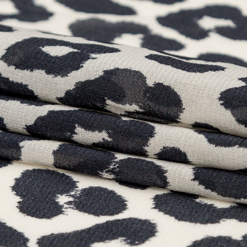 Nine Iron and Ivory Leopard Printed Silk Chiffon Folded Nine Iron and Ivory Leopard Printed Silk Chiffon Folded