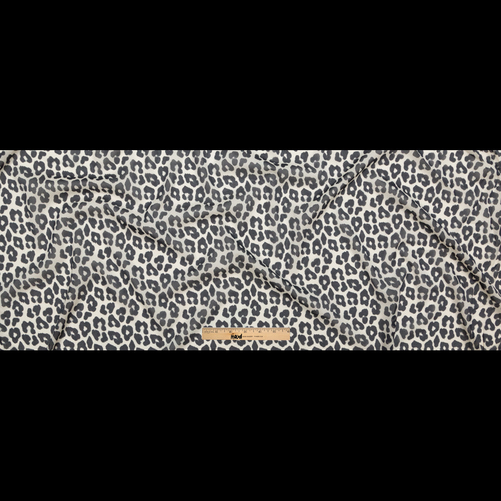 Nine Iron and Ivory Leopard Printed Silk Chiffon Full Nine Iron and Ivory Leopard Printed Silk Chiffon Full