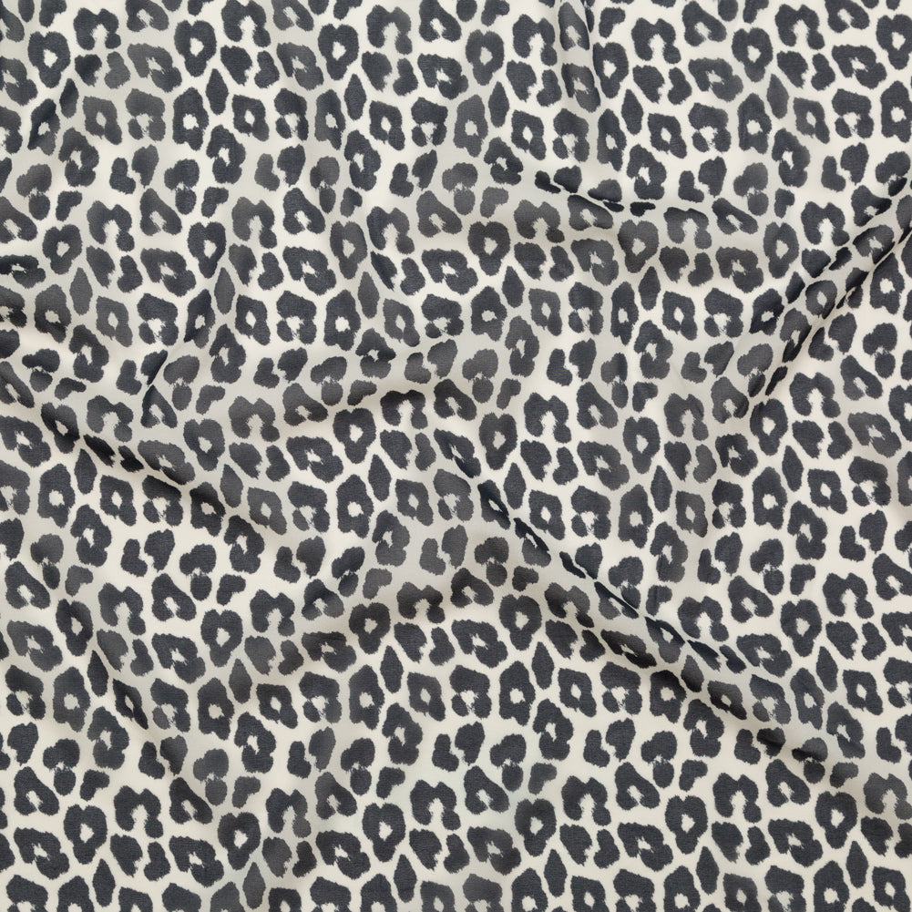 Nine Iron and Ivory Leopard Printed Silk Chiffon Nine Iron and Ivory Leopard Printed Silk Chiffon
