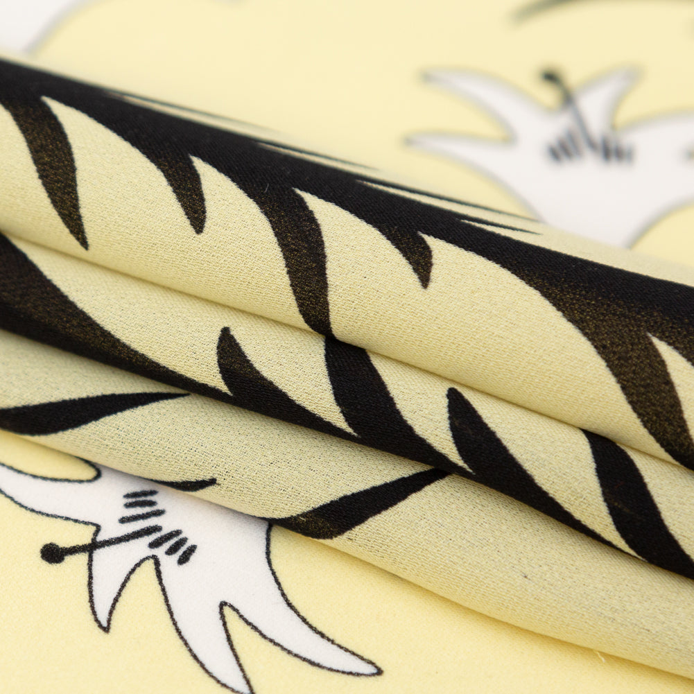 Milly Italian Creme Brulee, Lima Bean and Black Printed Silk Chiffon Folded