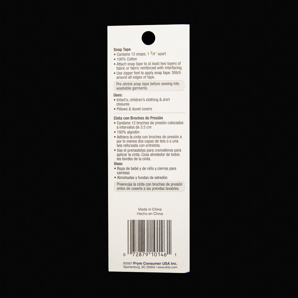 Dritz White Twill Tape with Silver Snaps - 17.5" (44.5cm) Folded Dritz White Twill Tape with Silver Snaps - 17.5" (44.5cm) Folded