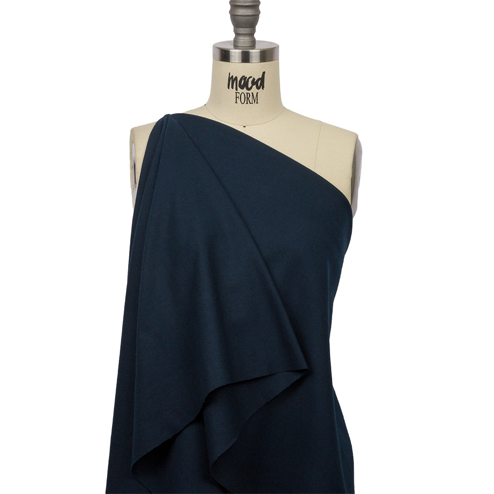 Navy Brushed Cotton Flannel Twill Drape Navy Brushed Cotton Flannel Twill Drape