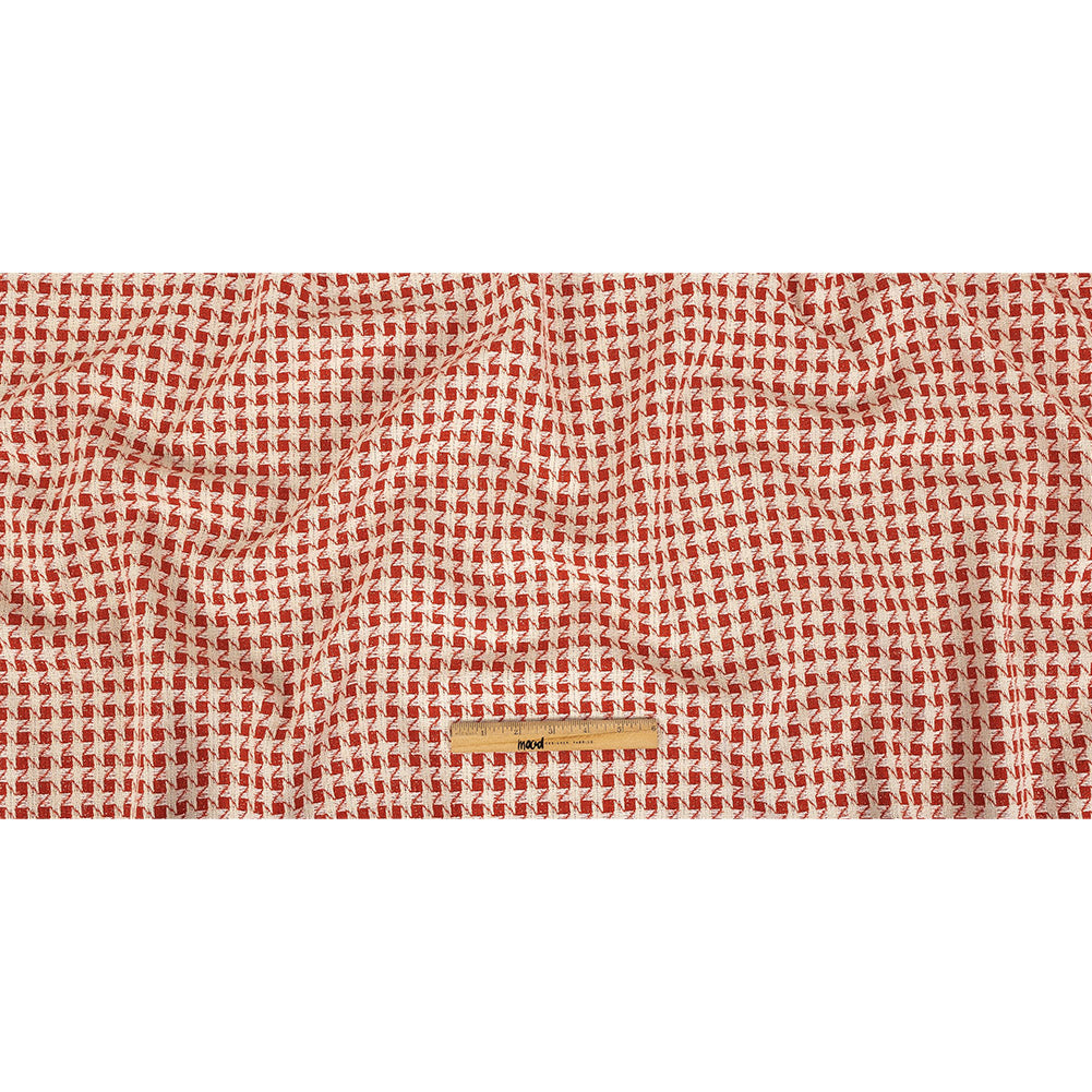 Metallic Dog's Tooth Tweed - Red and Cream Houndstooth - Deadstock Full Metallic Dog's Tooth Tweed - Red and Cream Houndstooth - Deadstock Full