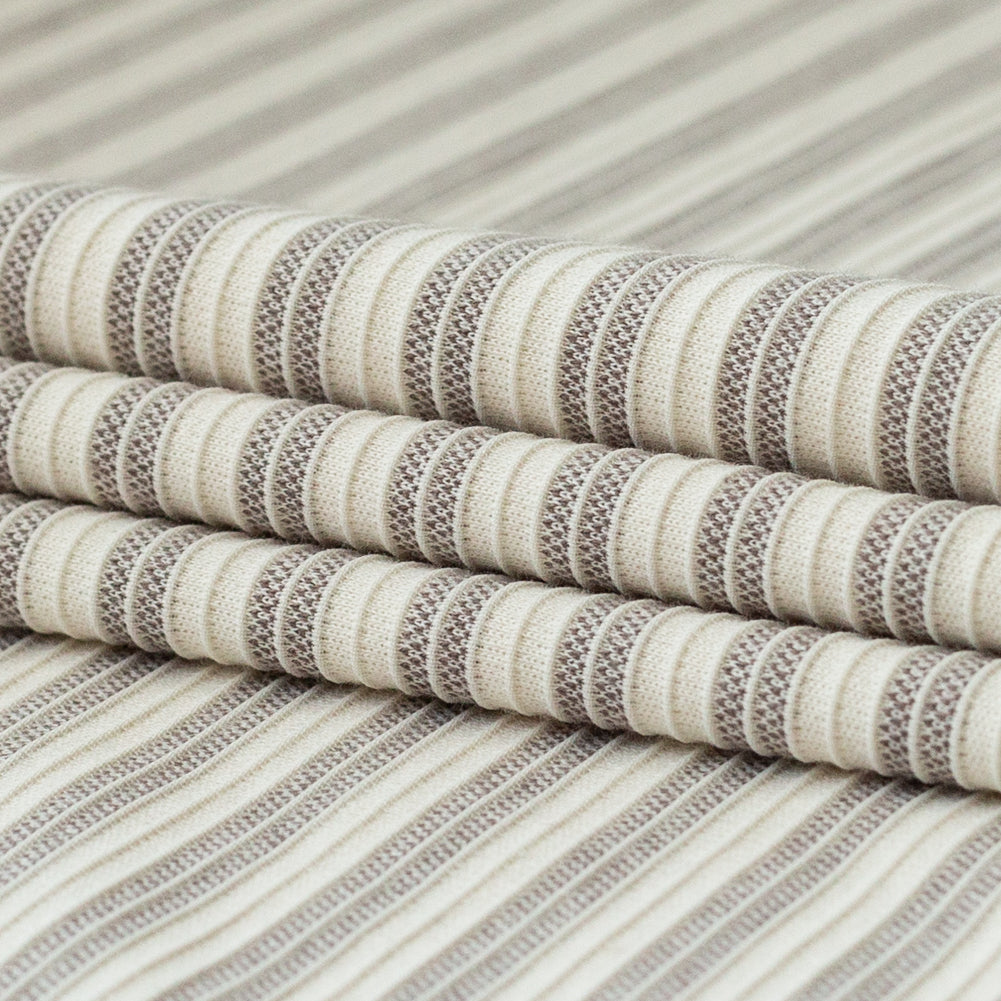 Off-White and Gray Striped Tactile Stretch Knit Folded Off-White and Gray Striped Tactile Stretch Knit Folded