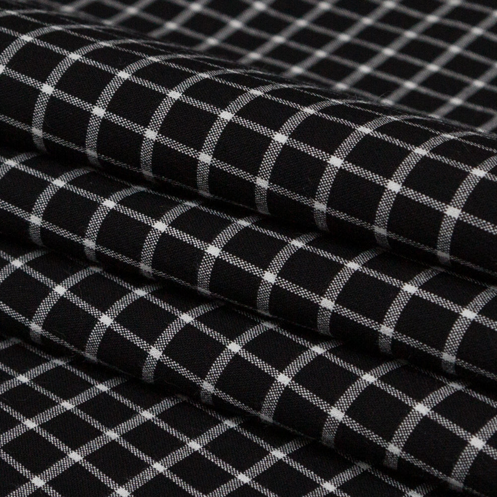 Black and White Checkered Heavy Stretch Cotton Woven Folded