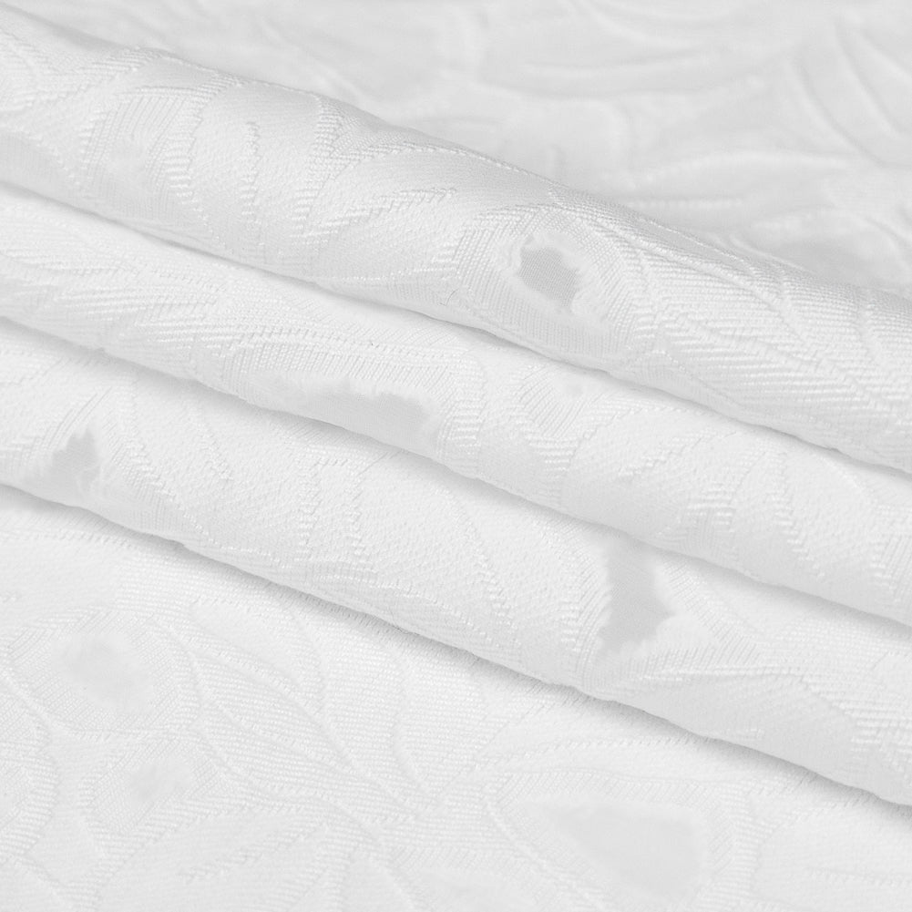 Italian Snow White Floral Burnout Brocade Folded Italian Snow White Floral Burnout Brocade Folded