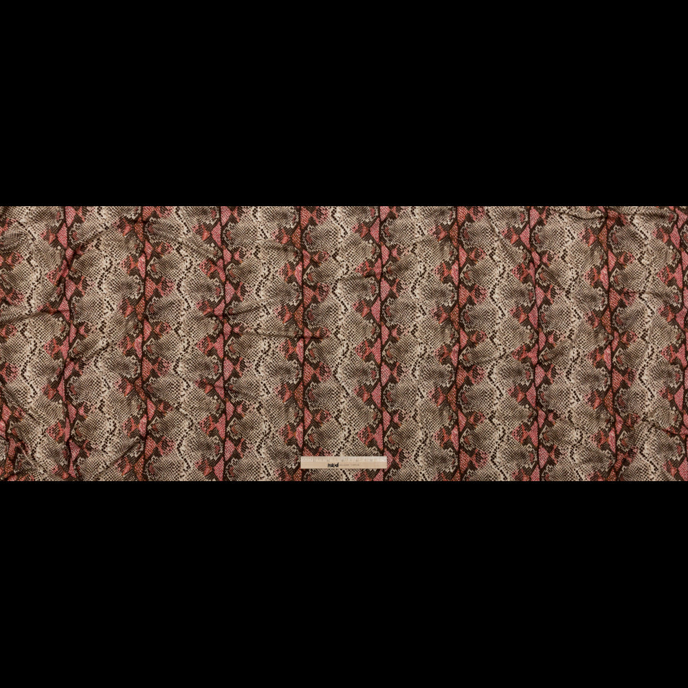 Italian Brown and Red Snakeskin Digitally Printed Viscose Jersey Full Italian Brown and Red Snakeskin Digitally Printed Viscose Jersey Full