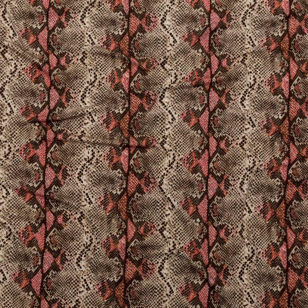 Italian Brown and Red Snakeskin Digitally Printed Viscose Jersey Italian Brown and Red Snakeskin Digitally Printed Viscose Jersey