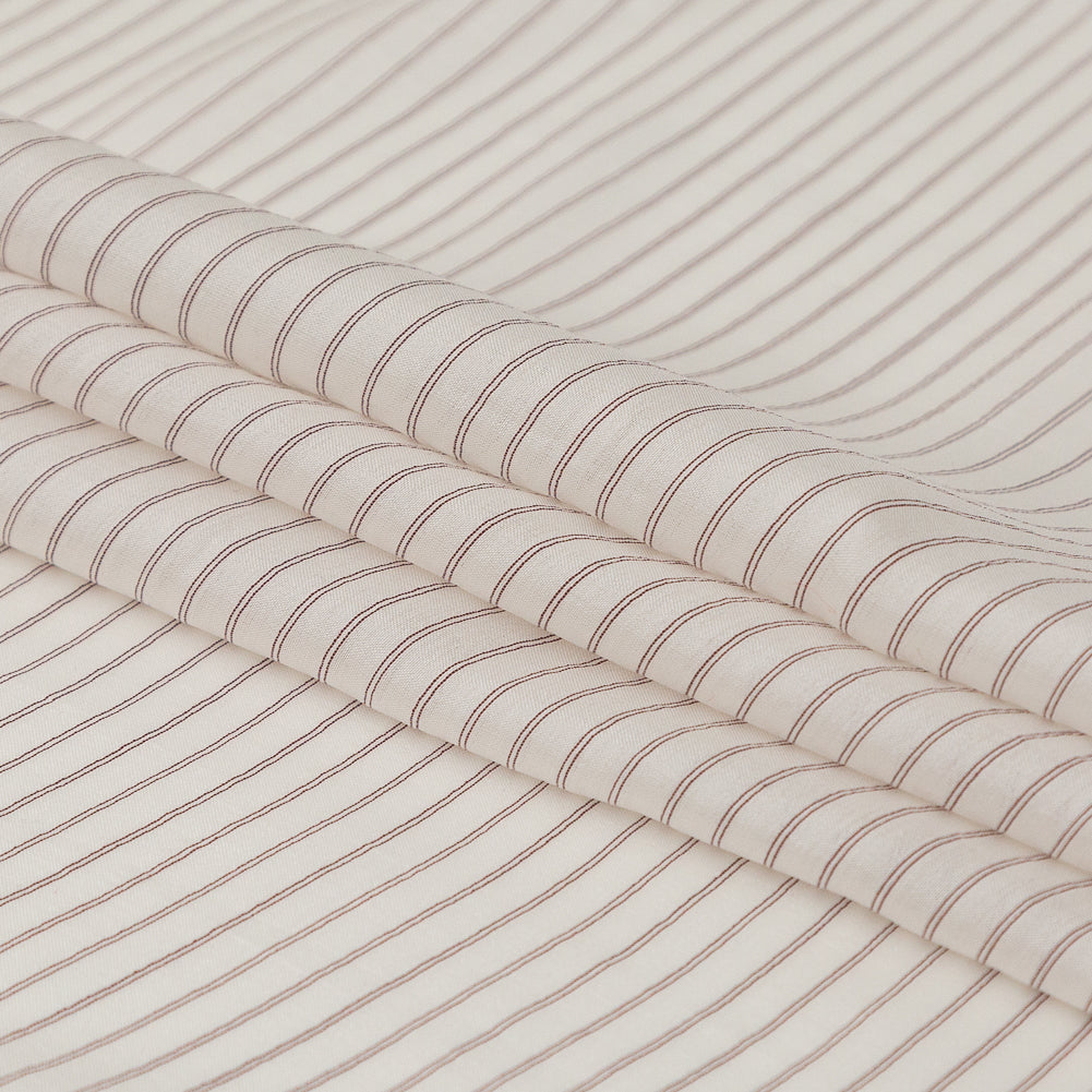Double Pinstriped Silk Lining by The Row - Ivory and Burgundy Folded Double Pinstriped Silk Lining by The Row - Ivory and Burgundy Folded