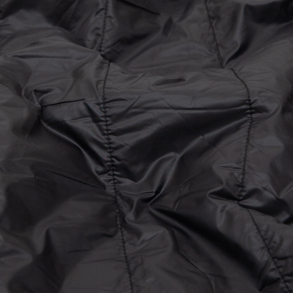 Black Rectangular Ribs Quilted Coating with Knit Backing Detail Black Rectangular Ribs Quilted Coating with Knit Backing Detail