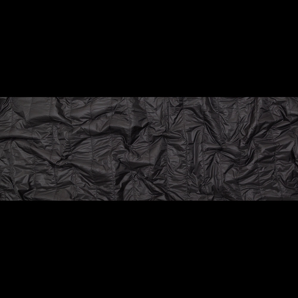 Black Rectangular Ribs Quilted Coating with Knit Backing Full Black Rectangular Ribs Quilted Coating with Knit Backing Full