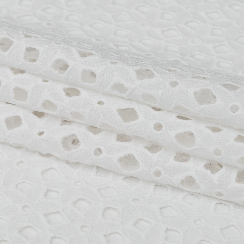 Milly White Geometric Embroidered Cotton Eyelet Folded Milly White Geometric Embroidered Cotton Eyelet Folded