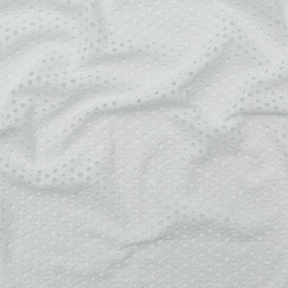 Milly White Geometric Embroidered Cotton Eyelet Milly White Geometric Embroidered Cotton Eyelet