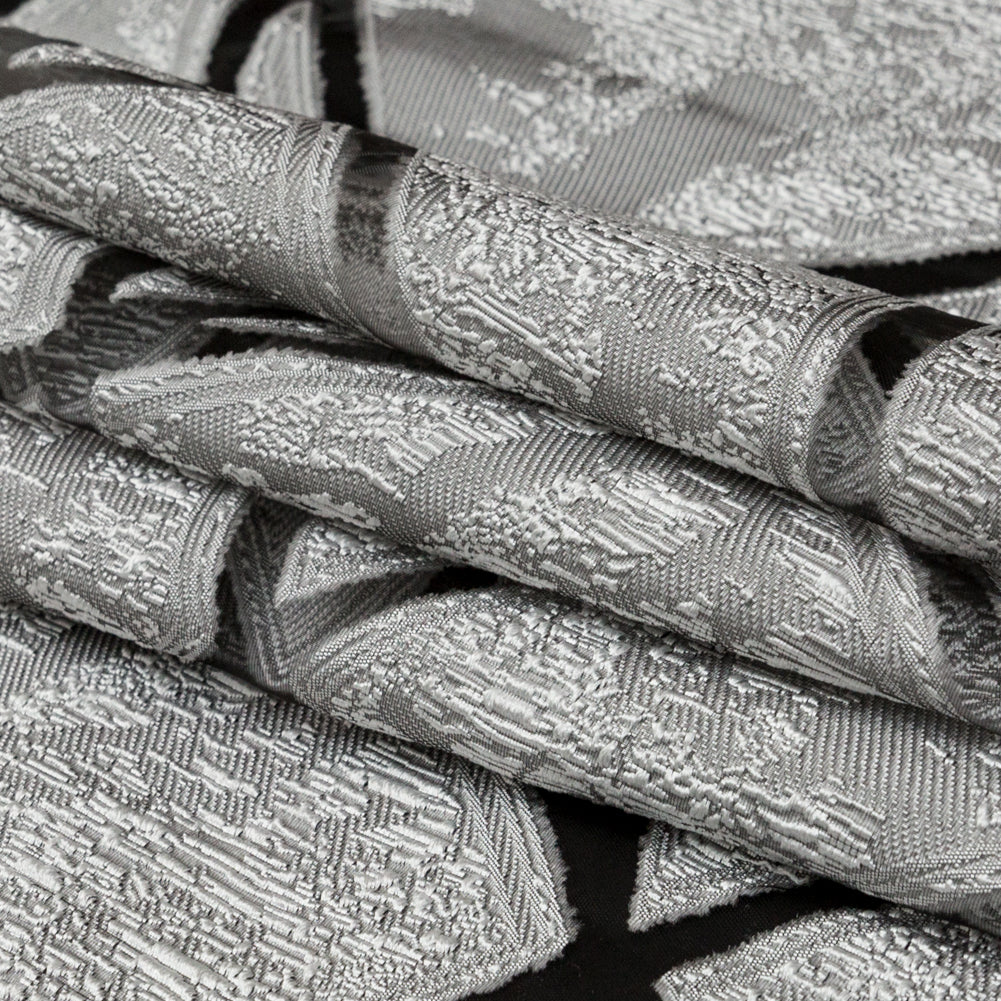 Silver and White Geometric Burnout Jacquard Folded Silver and White Geometric Burnout Jacquard Folded