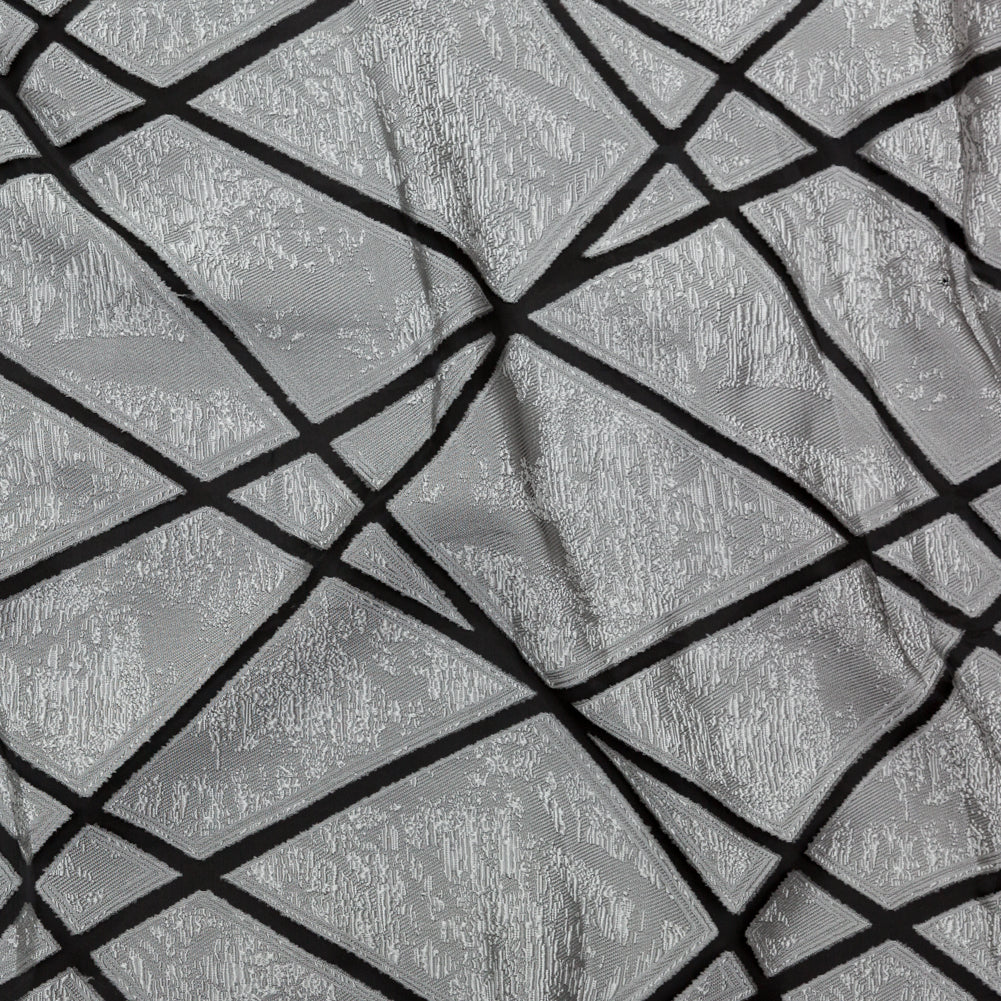 Silver and White Geometric Burnout Jacquard Silver and White Geometric Burnout Jacquard