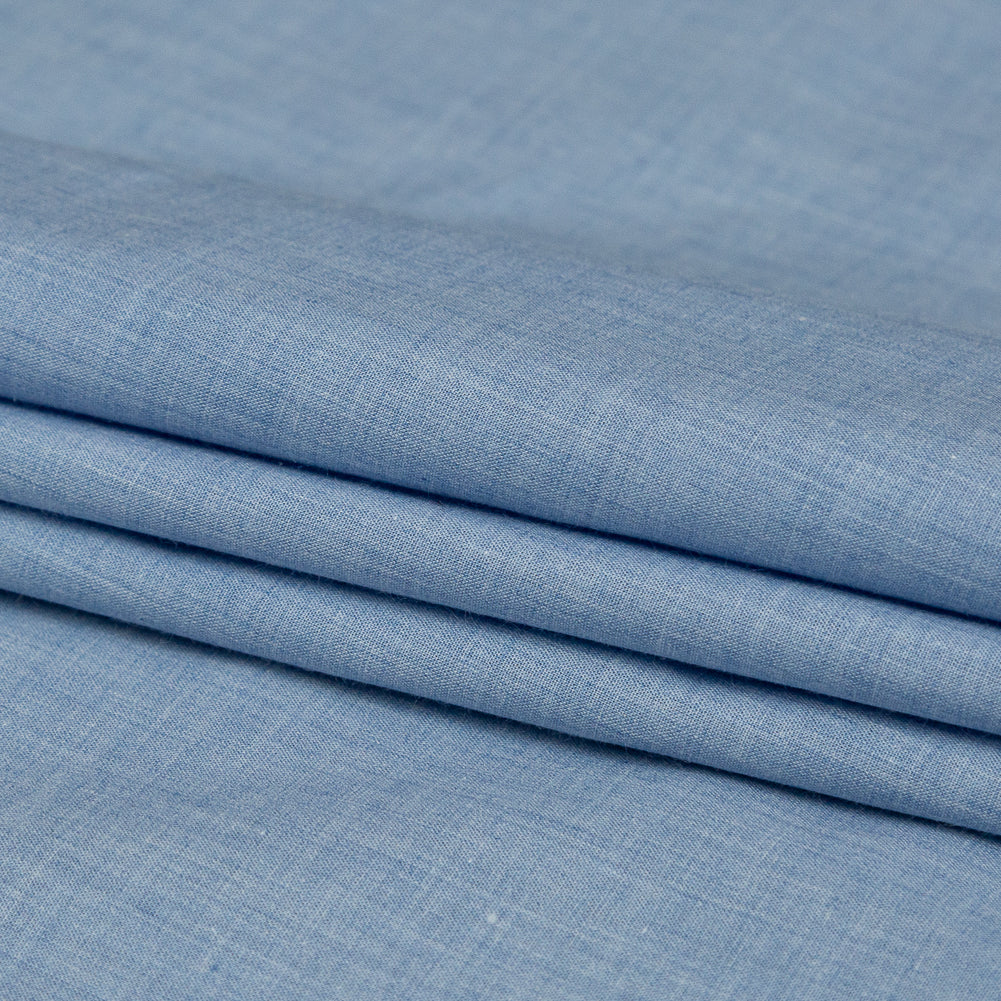 Italian Heathered Blue Cotton Shirting Folded Italian Heathered Blue Cotton Shirting Folded