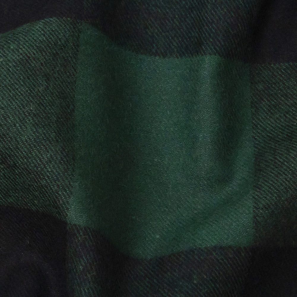 Buffalo Check Cotton Flannel - Black and Green - Seco Collection Full