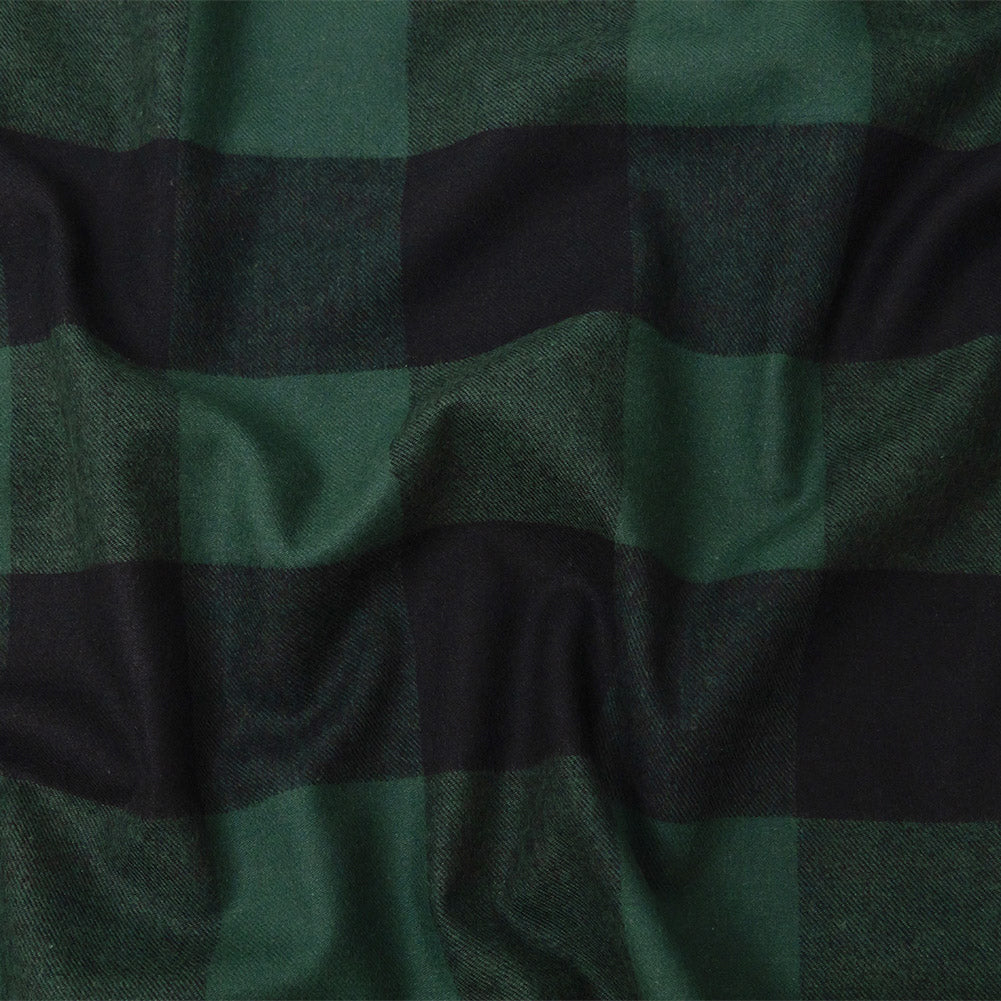 Buffalo Check Cotton Flannel - Black and Green - Seco Collection