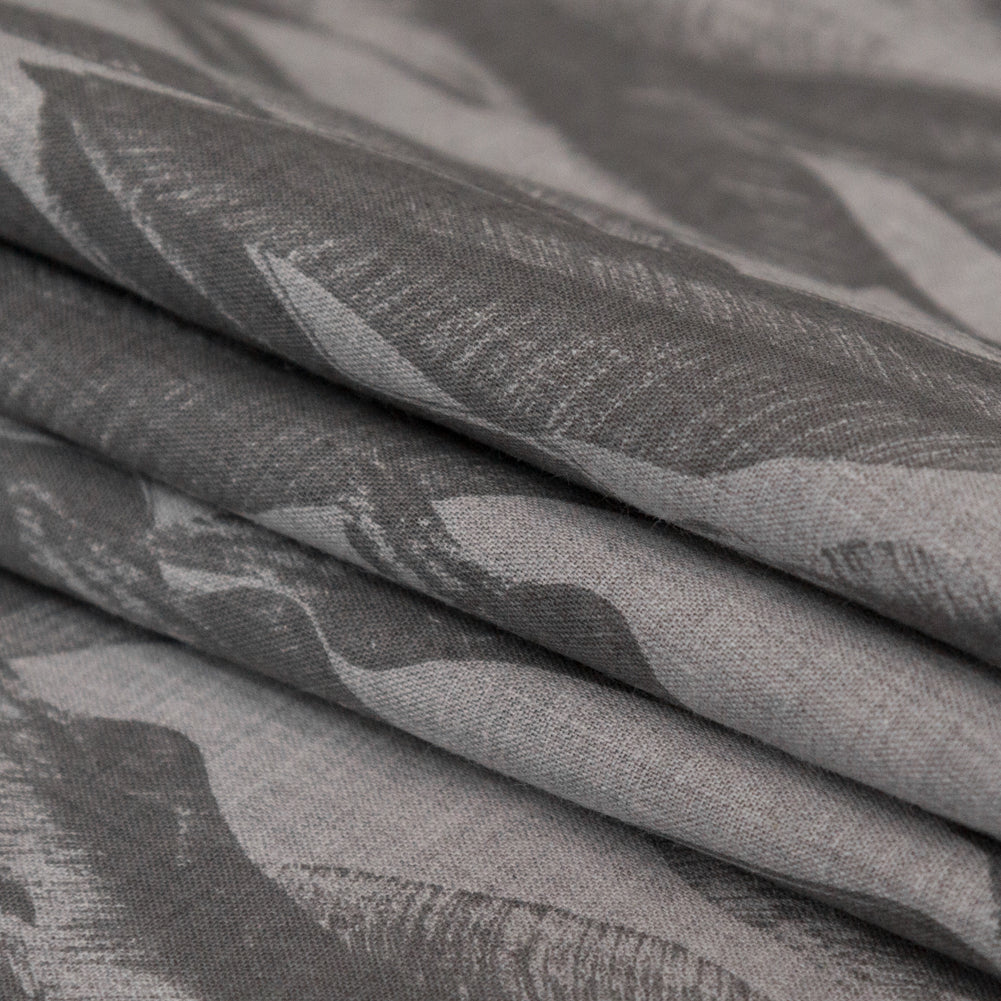Organic Cotton Shirting - Heathered Vapor and Granite Gray Leaves Folded Organic Cotton Shirting - Heathered Vapor and Granite Gray Leaves Folded
