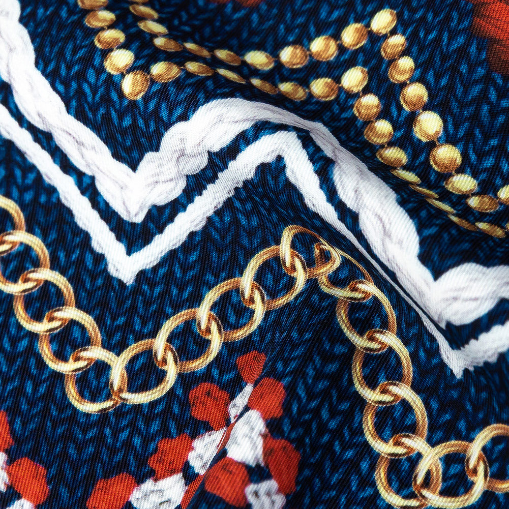 Compression Swimwear Tricot, UV Protective with Aloe Vera Microcapsules - Red and Navy Peony Nautical Ropes - Caye Collection Detail Compression Swimwear Tricot, UV Protective with Aloe Vera Microcapsules - Red and Navy Peony Nautical Ropes - Caye Collection Detail