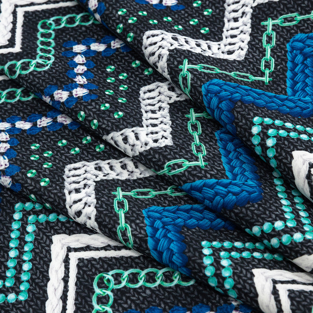 Compression Swimwear Tricot, UV Protective with Aloe Vera Microcapsules - Monaco Blue and Aqua Nautical Ropes - Caye Collection Folded Compression Swimwear Tricot, UV Protective with Aloe Vera Microcapsules - Monaco Blue and Aqua Nautical Ropes - Caye Collection Folded